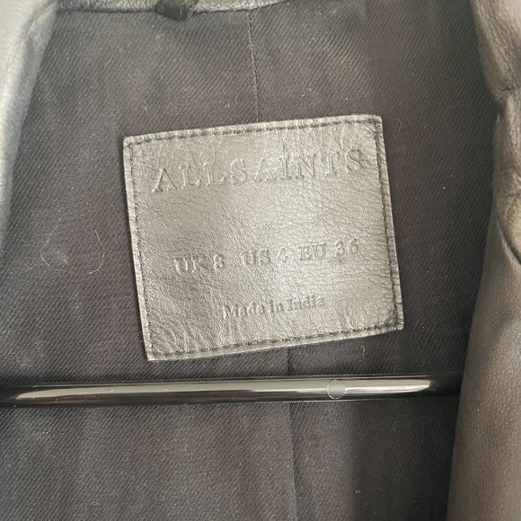 VINTAGE All Saints Leather Biker Jacket - Picture 2 of 2